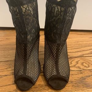 Black Lace Peep Toe Bootie